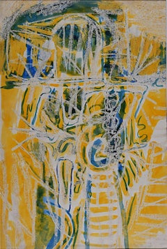 Charles Pulsford ARSA Abstract Figure in Yellow and Blue Watercolour Scottish