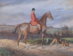 H Fluiss: 'Huntsman to the Pytchley Hounds' foxhunting watercolour