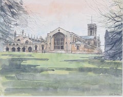 Vintage Robert Tavener: Cheltenham College architectural watercolour