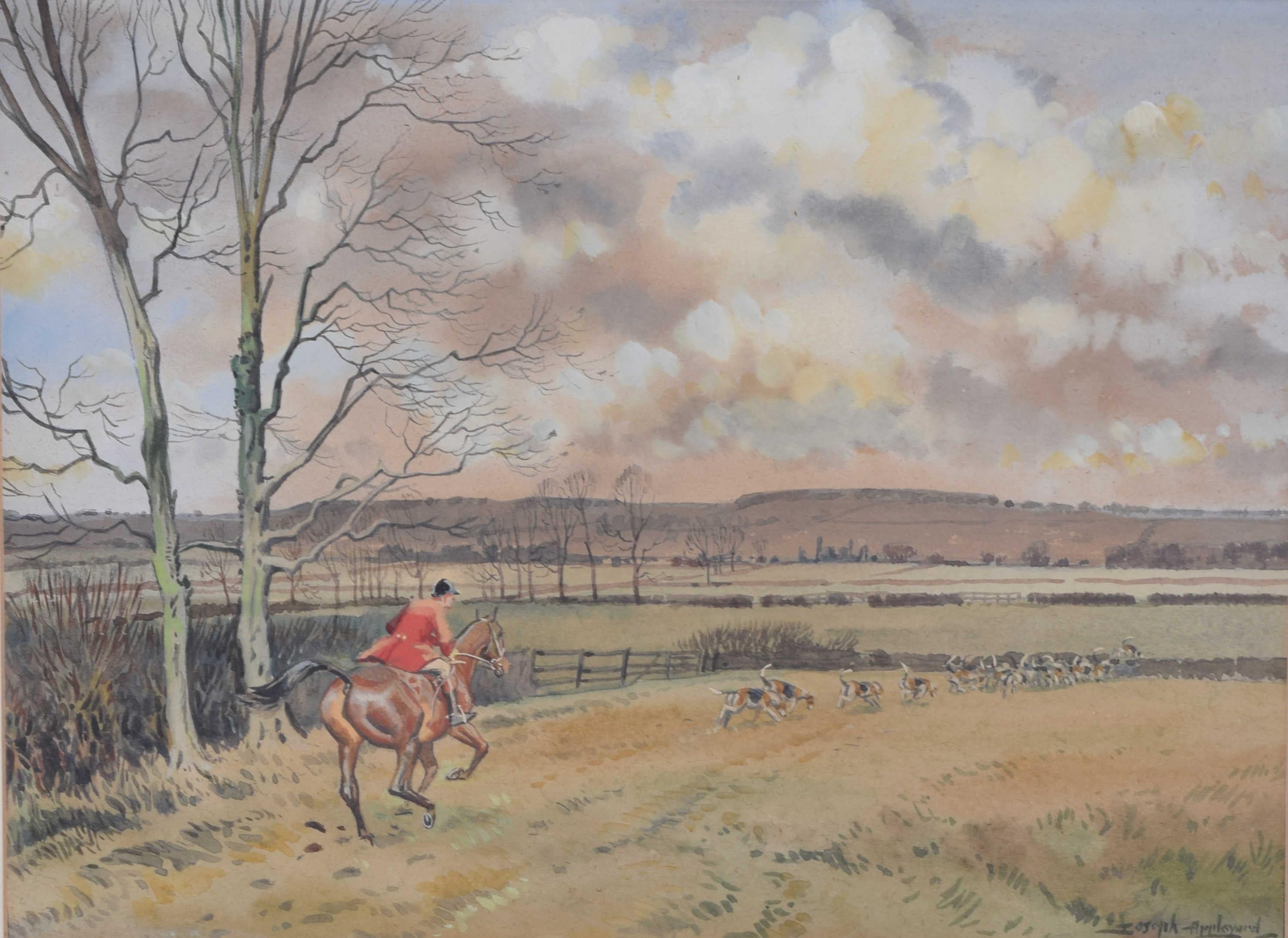 To see more, scroll down to "More from this Seller" and below it click on "See all from this Seller." 

John Appleyard (1908 - 1960)
The Middleton Hunt at Sherriff Hutton 
Watercolour
28 x 37 cm

Signed lower right.

The Huntsman and hounds of North