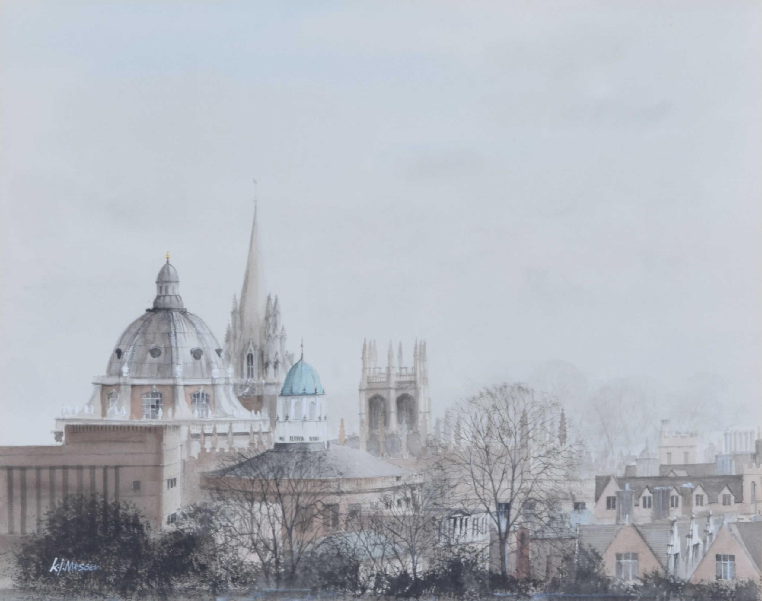 Oxford's skyline Dreaming Spires watercolour by Ken Messer