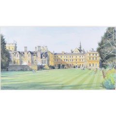 Vintage Trinity College, Oxford watercolour by John Doyle