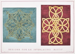 Mid-century Celtic interlacing motifs watercolour design by S Clapham