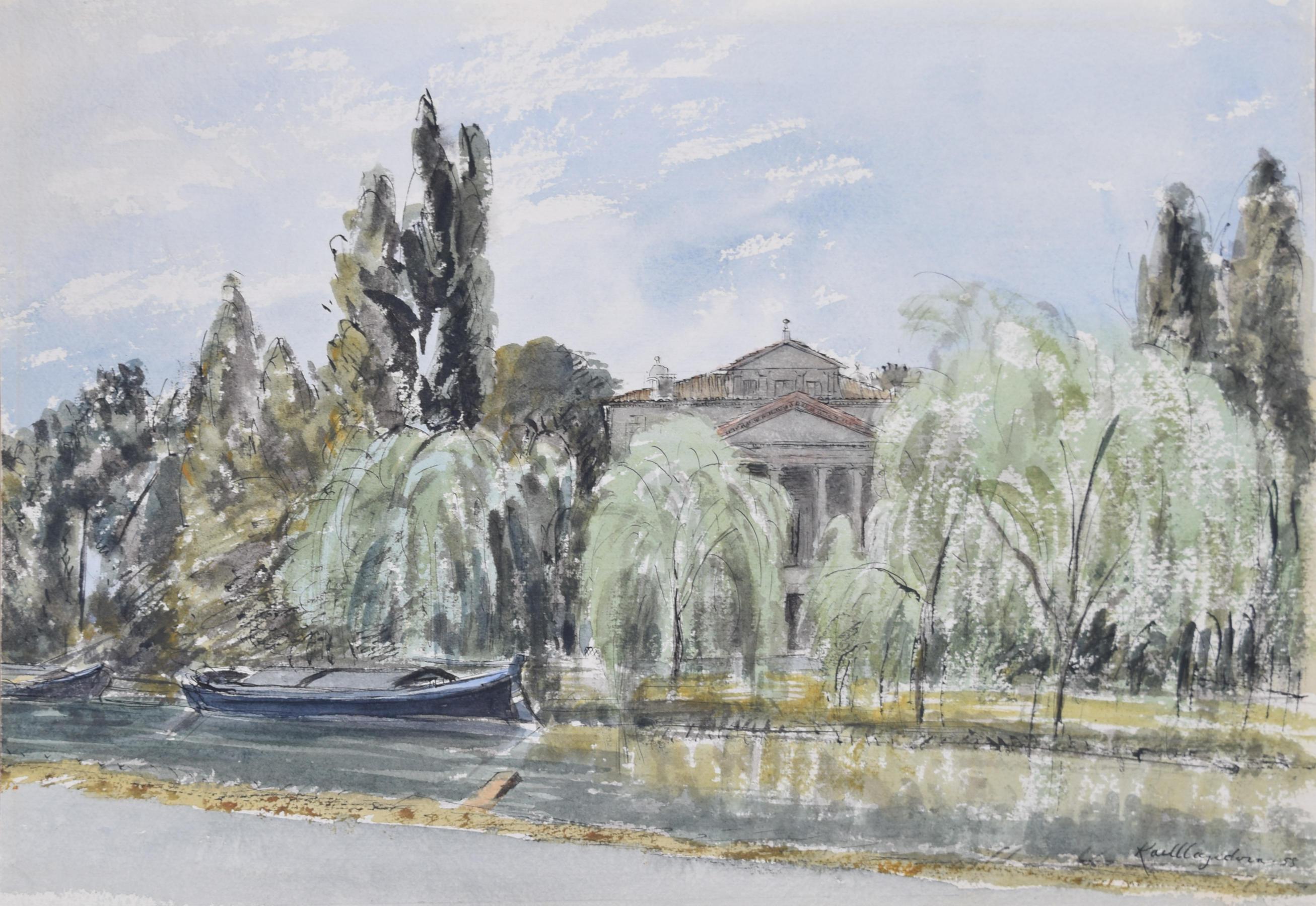 To see more, scroll down to "More from this Seller" and below it click on "See all from this Seller." 

Karl Hagedorn (1889 - 1969)
The Villa Malcontenta, Venice
Watercolour and ink
33 x 50 cm

Signed and dated 1958 lower right (dated August 23rd to