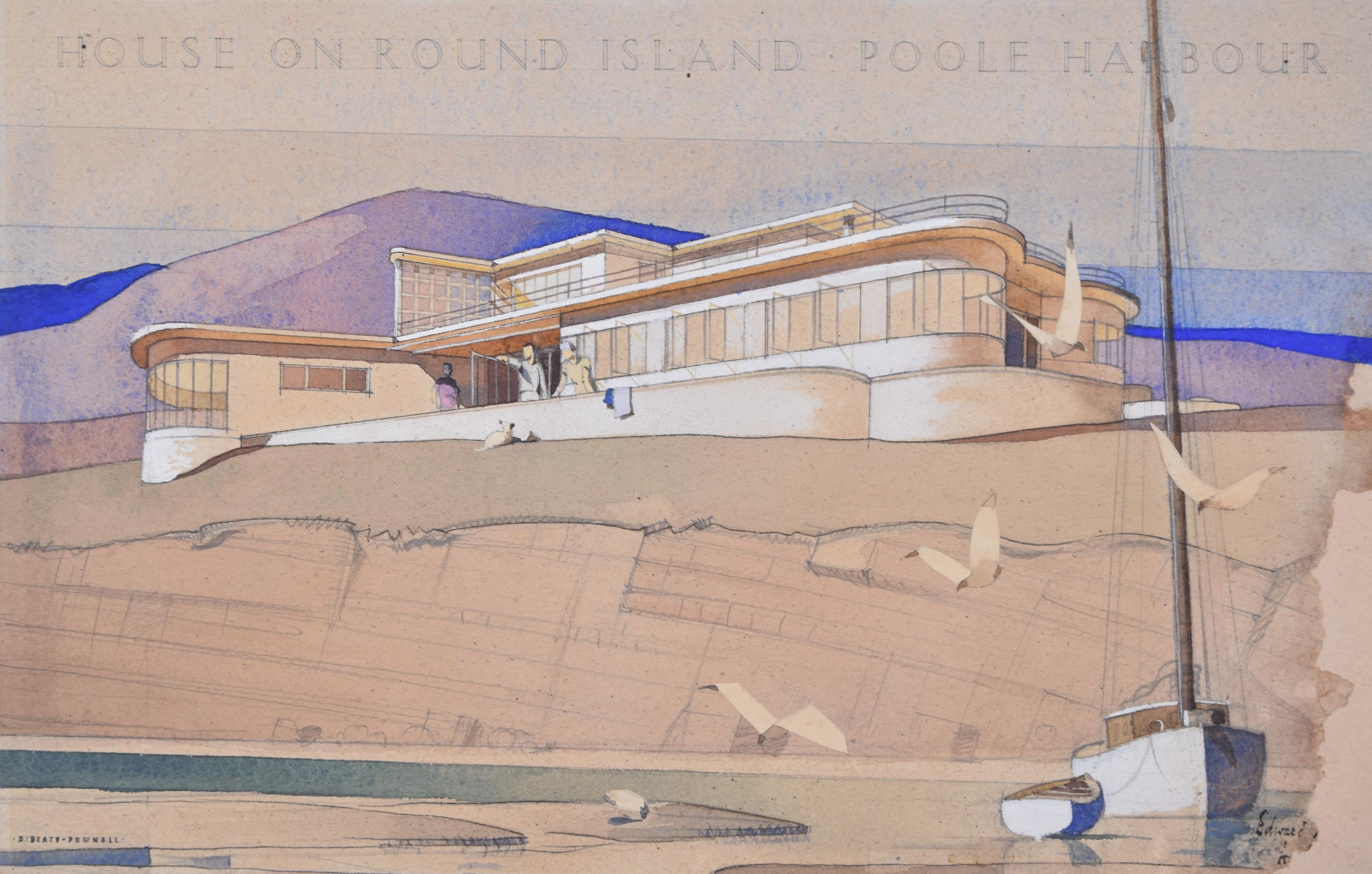 To see our other Architectural Drawings, scroll down to "More from this Seller" and below it click on "See all from this Seller" and then search.

Sir Edward Maufe (1882 - 1974)
Design for House on Round Island, Poole Harbour
Watercolour and