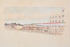 Vintage Bloomfields Car Showroom and Esso Garage, Camberwell Road, London SE5 painting