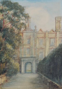 Clare College, Cambridge watercolour by Alfred Allan
