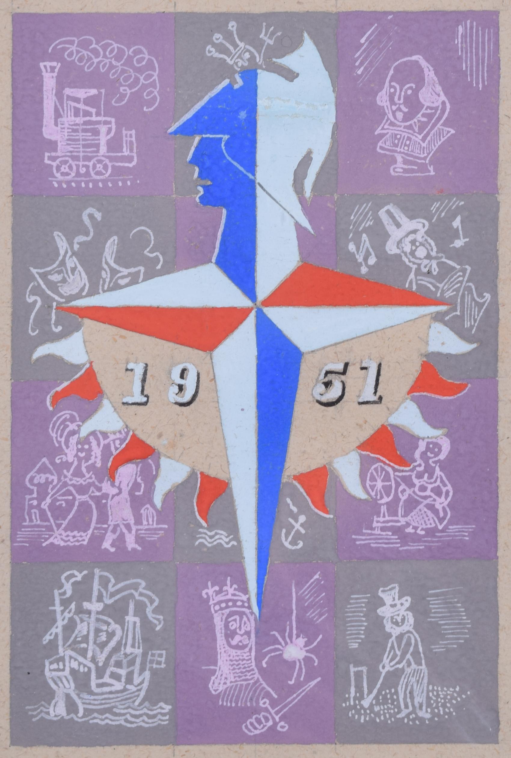 To see more, scroll down to "More from this Seller" and below it click on "See all from this Seller."

Peter J Wright after Abram Games (1914 - 1996)
Festival of Britain Logo (1951)
Gouache
21 x 13 cm

A gouache painting of Abram Games' fantastic