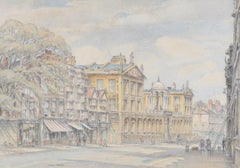 Vintage Queen's College, Oxford watercolour by William Sydney Causer