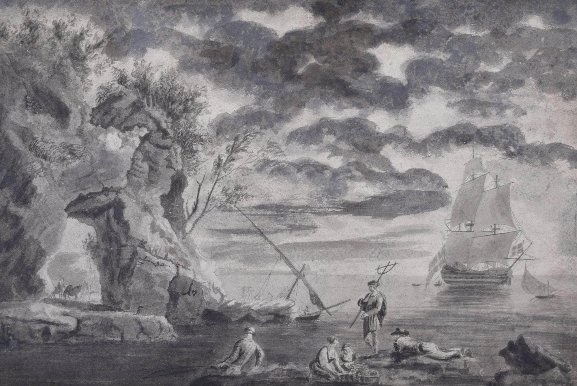 To see more, scroll down to "More from this Seller" and below it click on "See all from this Seller."

John Cantiloe Joy (1805 - 1859) / William Joy (1803 - 1865) (attributed)
Trident on the Shore
Pencil and wash
28 x 42 cm

A 19th century engraving