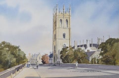 Vintage Magdalen Tower, Oxford watercolour by William Barnes