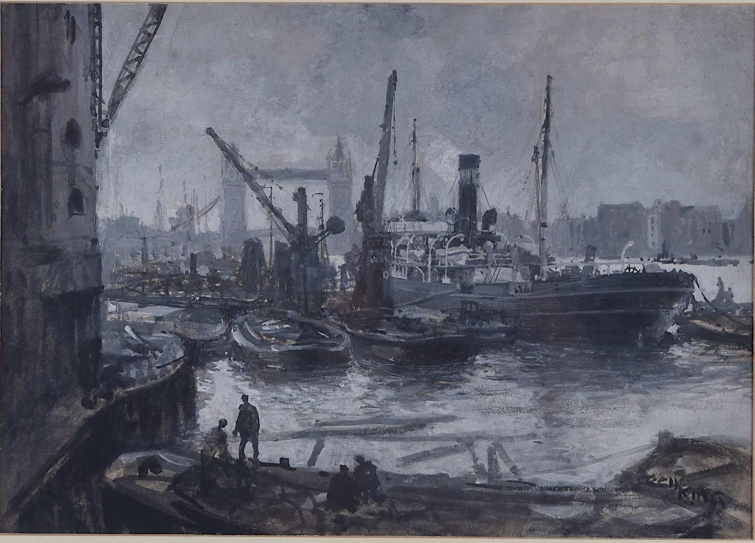 The Thames and Tower Bridge, Aquarell von Cecil King
