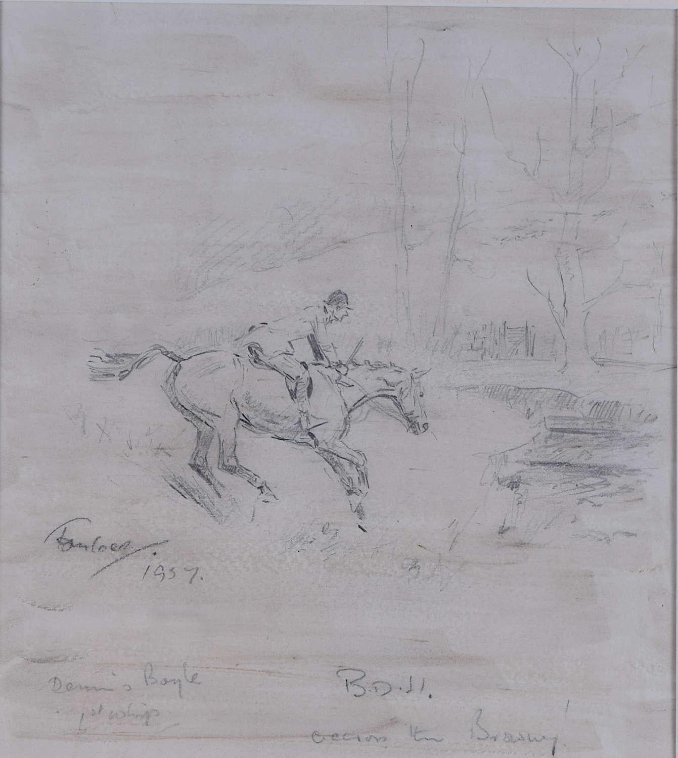 Tom Carrs (1909-1999)
Chasse aux braises de Derwent

Dessin au crayon

25 x 22 cm

Thomas Carrs OBE était un artiste irlandais. Il a été associé à l'Euston Road School dans les années 1930 et a mené une longue carrière de peintre de scènes