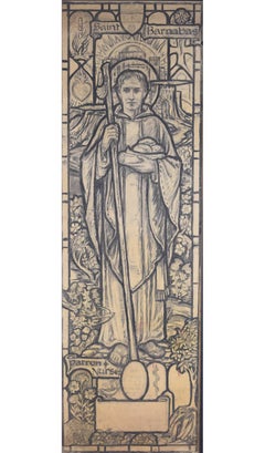 Vintage St Barnabus, cartoon for stained glass design, by A E Lemon