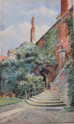 Erasmus' Tower, Queens' College, Cambridge, watercolour by E. T. Talbot