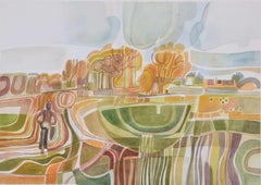 Abstrakte Landschaft, Aquarell von Colin Fifield