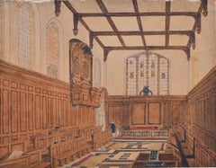 Cappella del Christ's College, Cambridge, 1842, acquerello di R.A.E Little