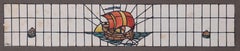 Antique Red Sailing Ship Stained Glass Window Design c 1900 For TW Camm by Florence Camm