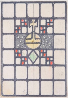 Vitrail de Florence Camm Arts & Crafts croix d'orbe ecclésiastique
