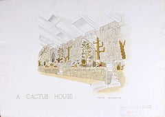 Vintage V A Hards: 'Design for A Cactus House i' Mid Century architectural drawing