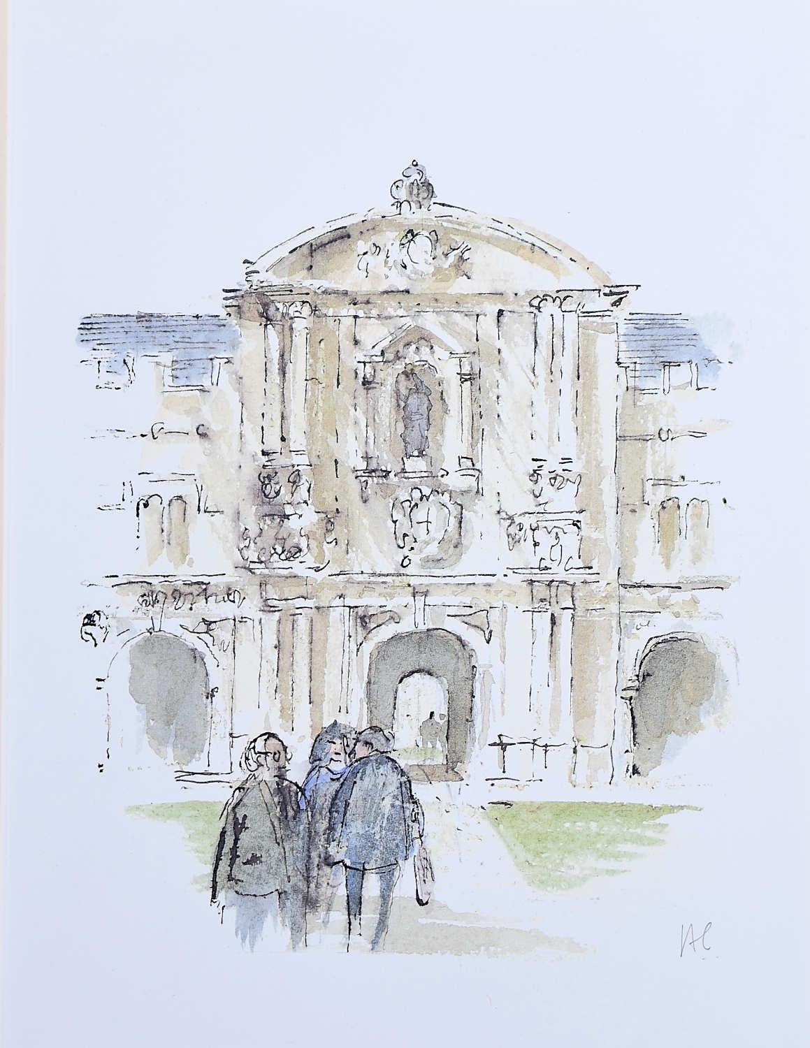 Hugh Casson : St John's College, lithographie d'Oxford