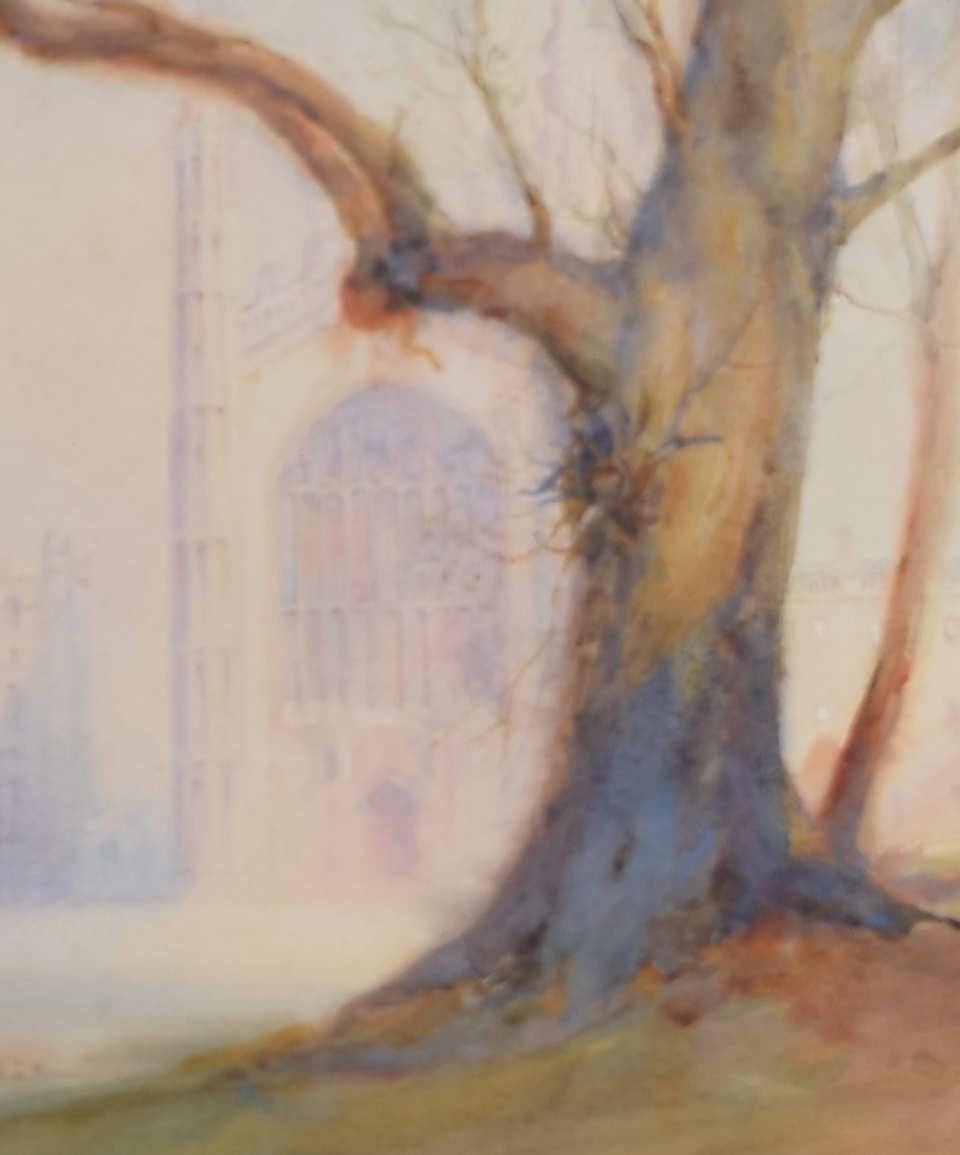 Charles March Gere: King's College and Clare College Cambridge from the Backs - Impressionist Art by Charles March Gere, RA, RWS