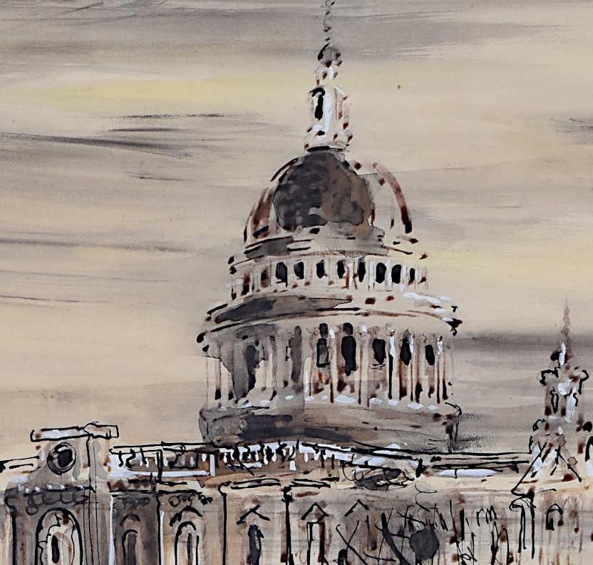 Hilda Drummond: Aquarell der St. Paul's Cathedral (Impressionismus), Art, von Violet Hilda Drummond