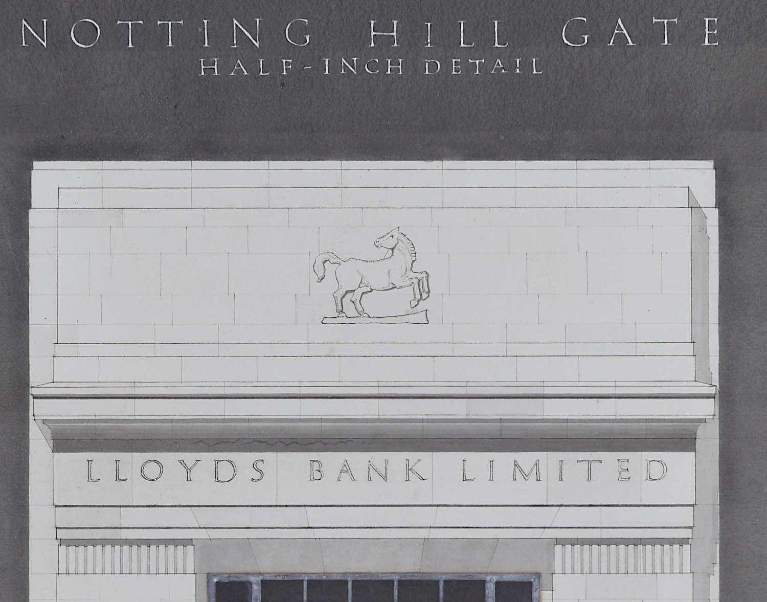 Edward Maufe RA FRIBA: 'Design for Lloyds Bank, Notting Hill Gate'  (c.1930) For Sale 1
