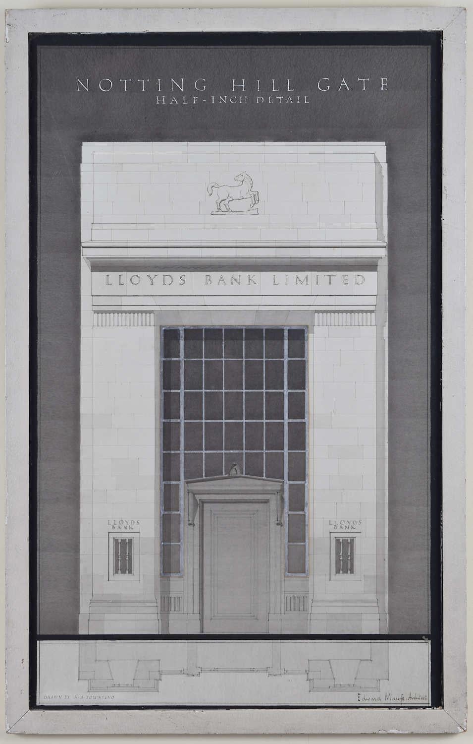 Edward Maufe RA FRIBA: 'Design for Lloyds Bank, Notting Hill Gate'  (c.1930) For Sale 2