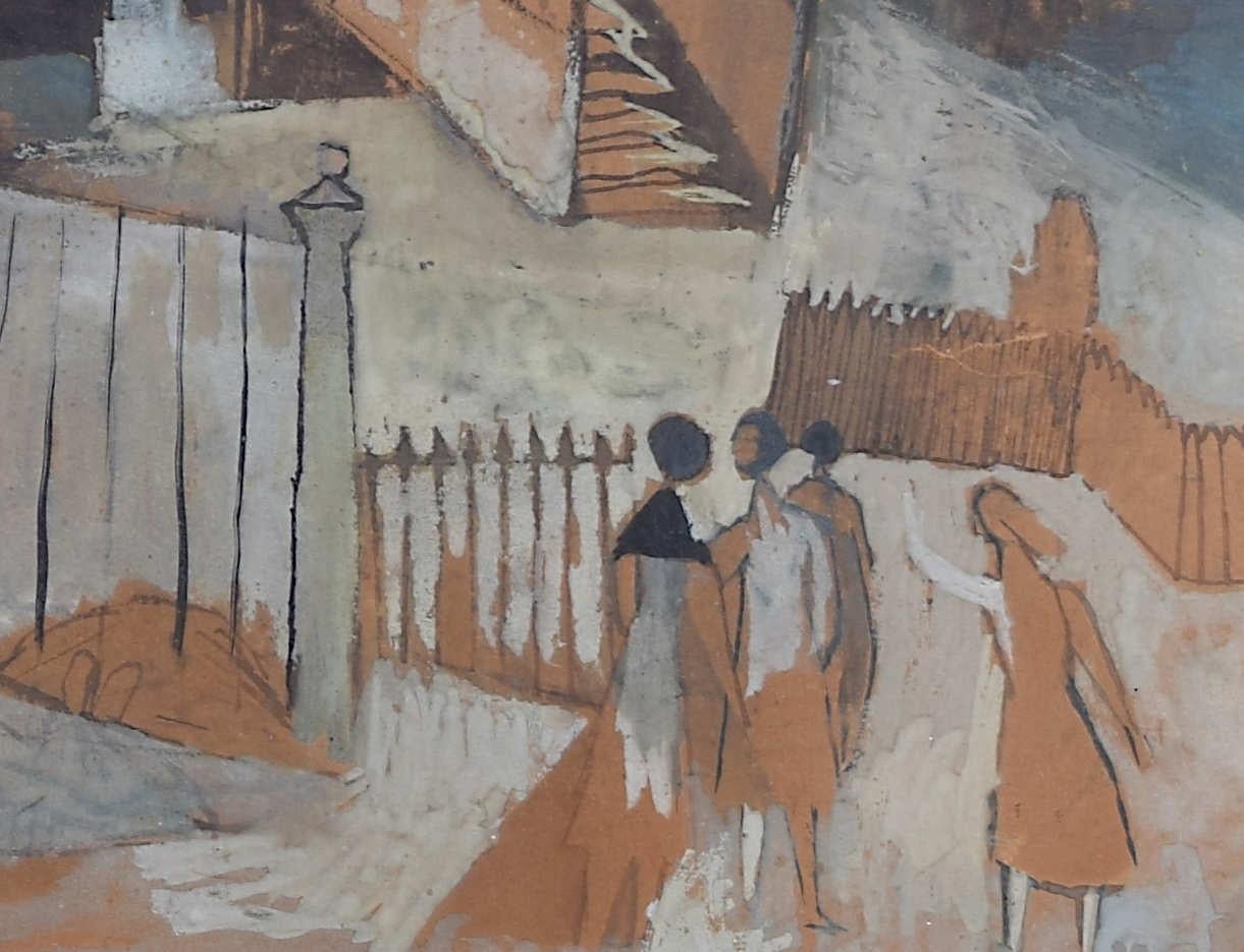 Gwyneth Johnstone: „Die Eisenbahnbrücke“, modernes britisches Aquarell im Angebot 3