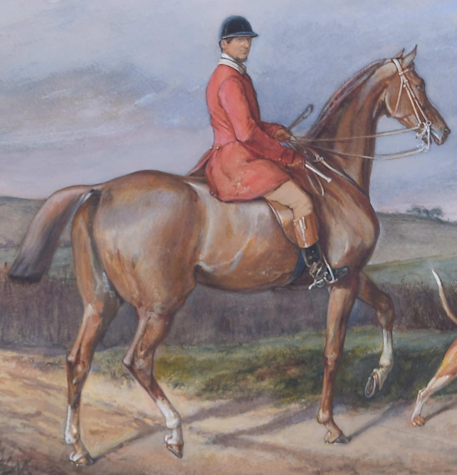 H Fluiss: 'Huntsman to the Pytchley Hounds' foxhunting watercolour For Sale 2