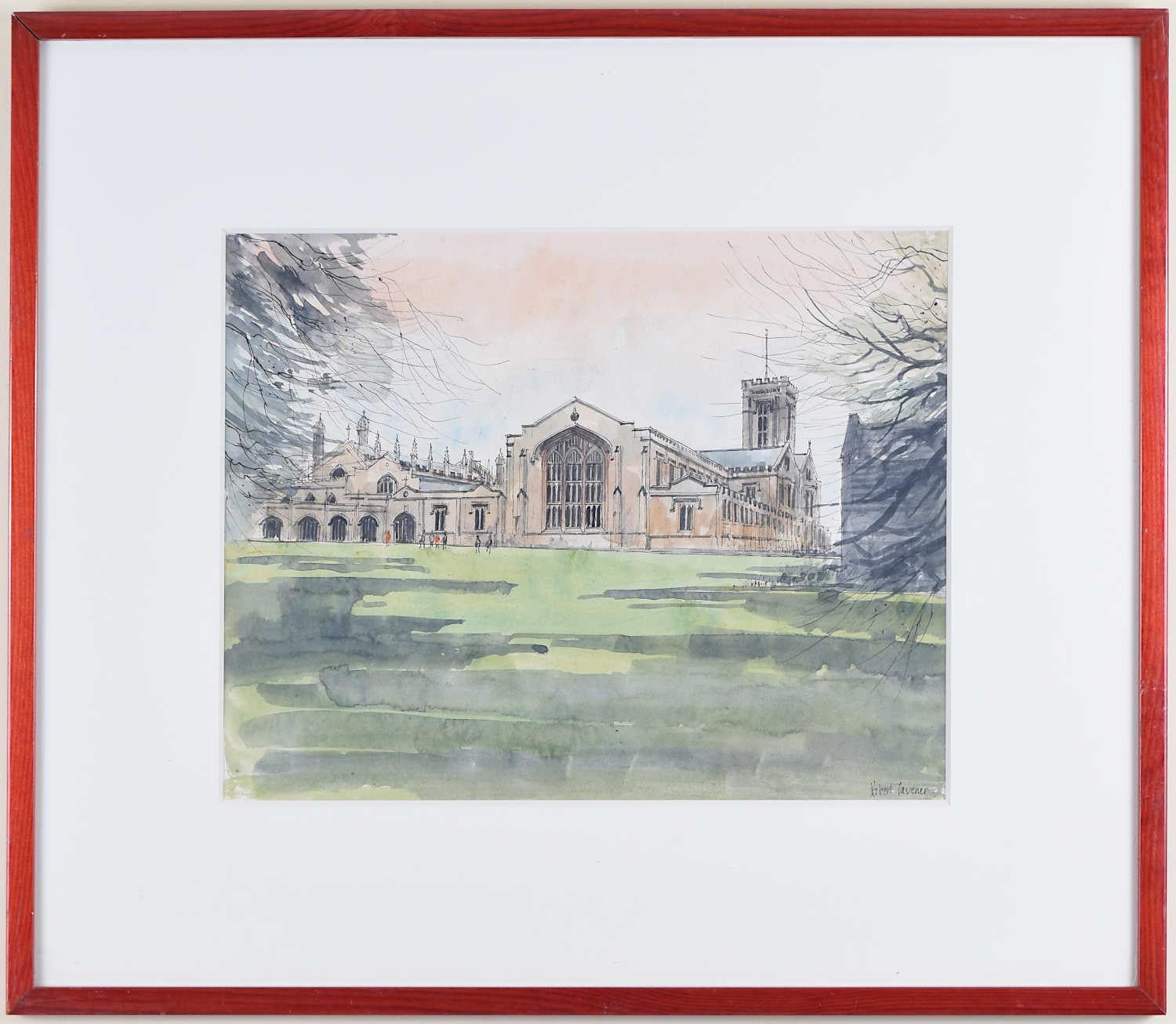 Robert Tavener: Cheltenham College architectural watercolour For Sale 3