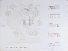 Vintage Design for Modernist dental surgery mid-century architectural drawing