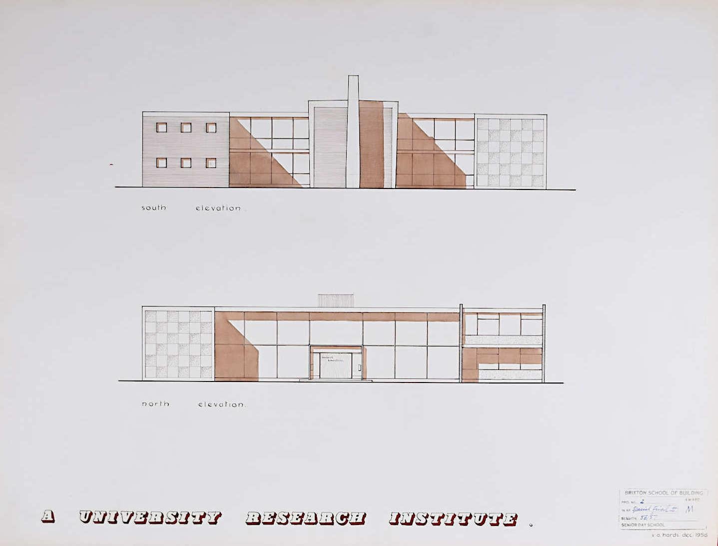 Design pour l'Institut brutaliste moderniste IV dessin d'architecture du milieu du siècle dernier