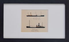 Laurence Dunn: The Emperor and Grosvenor coastal tramp ships watercolour