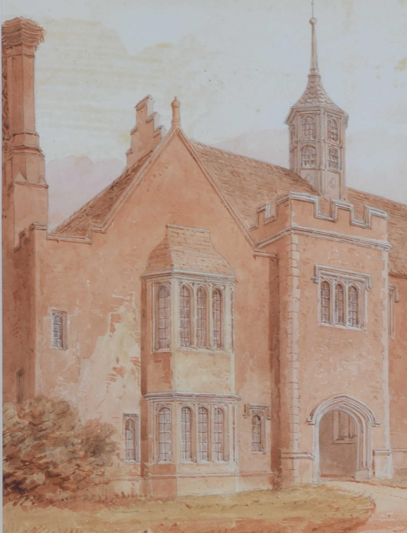 Horham Hall, Essex watercolour by John Chessell Buckler For Sale 1