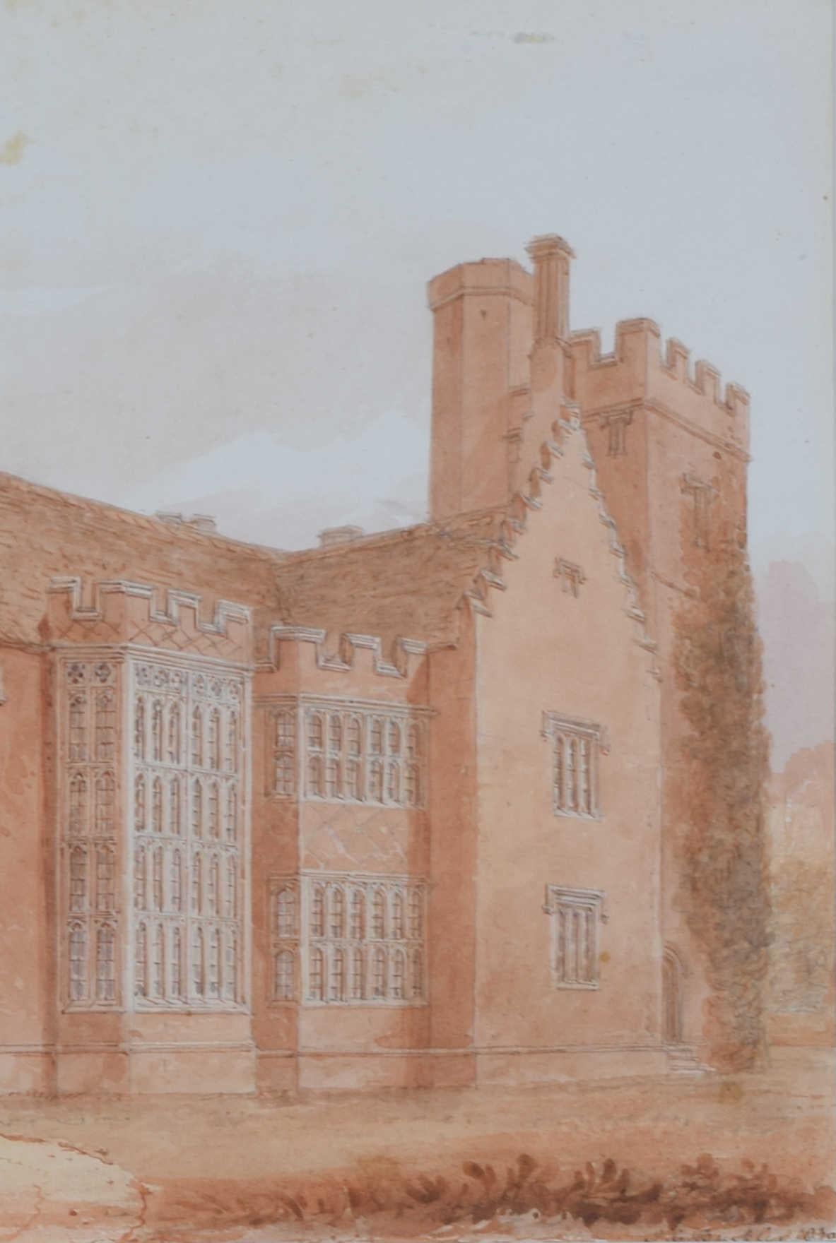 Horham Hall, Essex watercolour by John Chessell Buckler For Sale 2