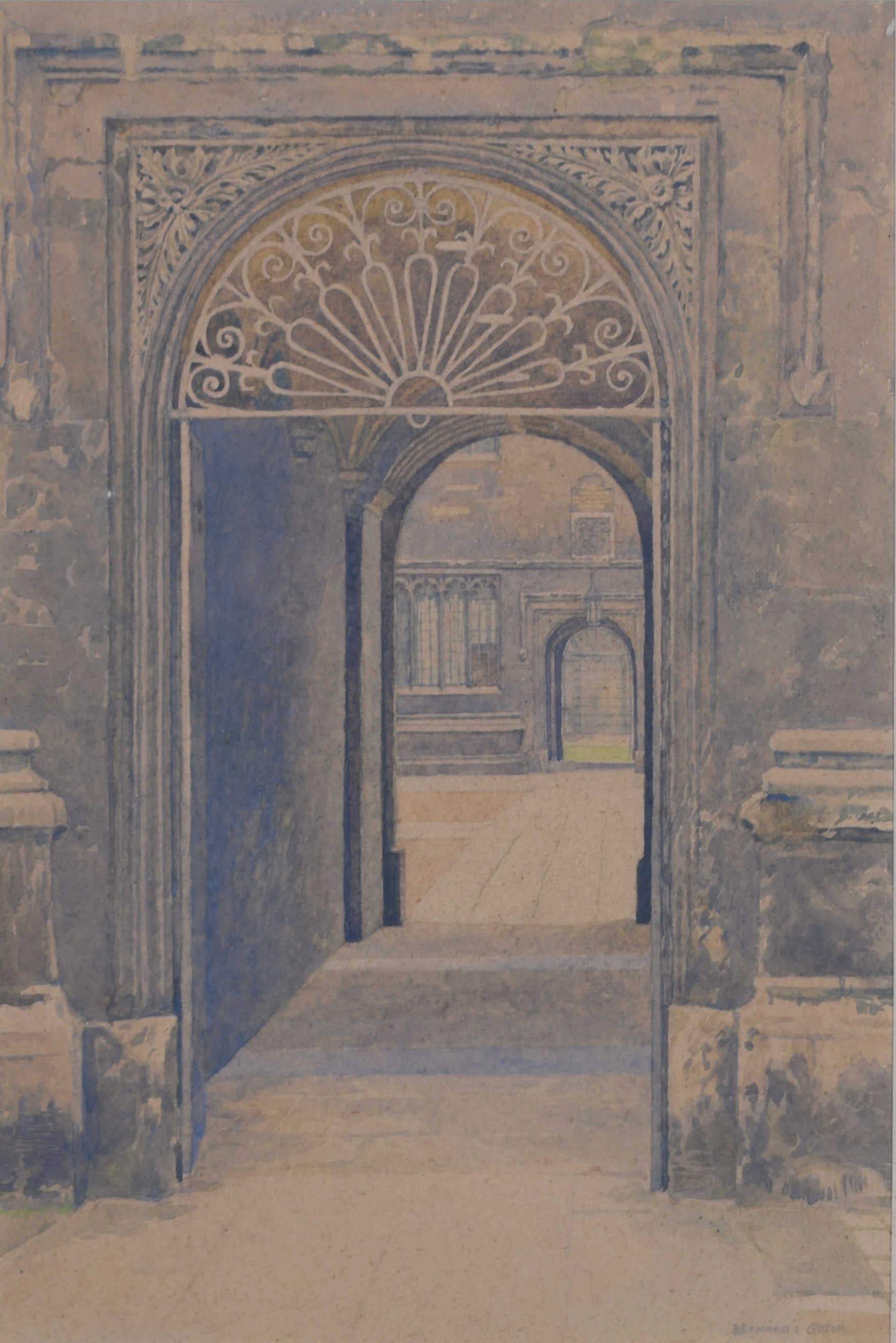 Old Schools Quad, Bodleian Library, Oxford watercolour by Bernard Cecil Gotch