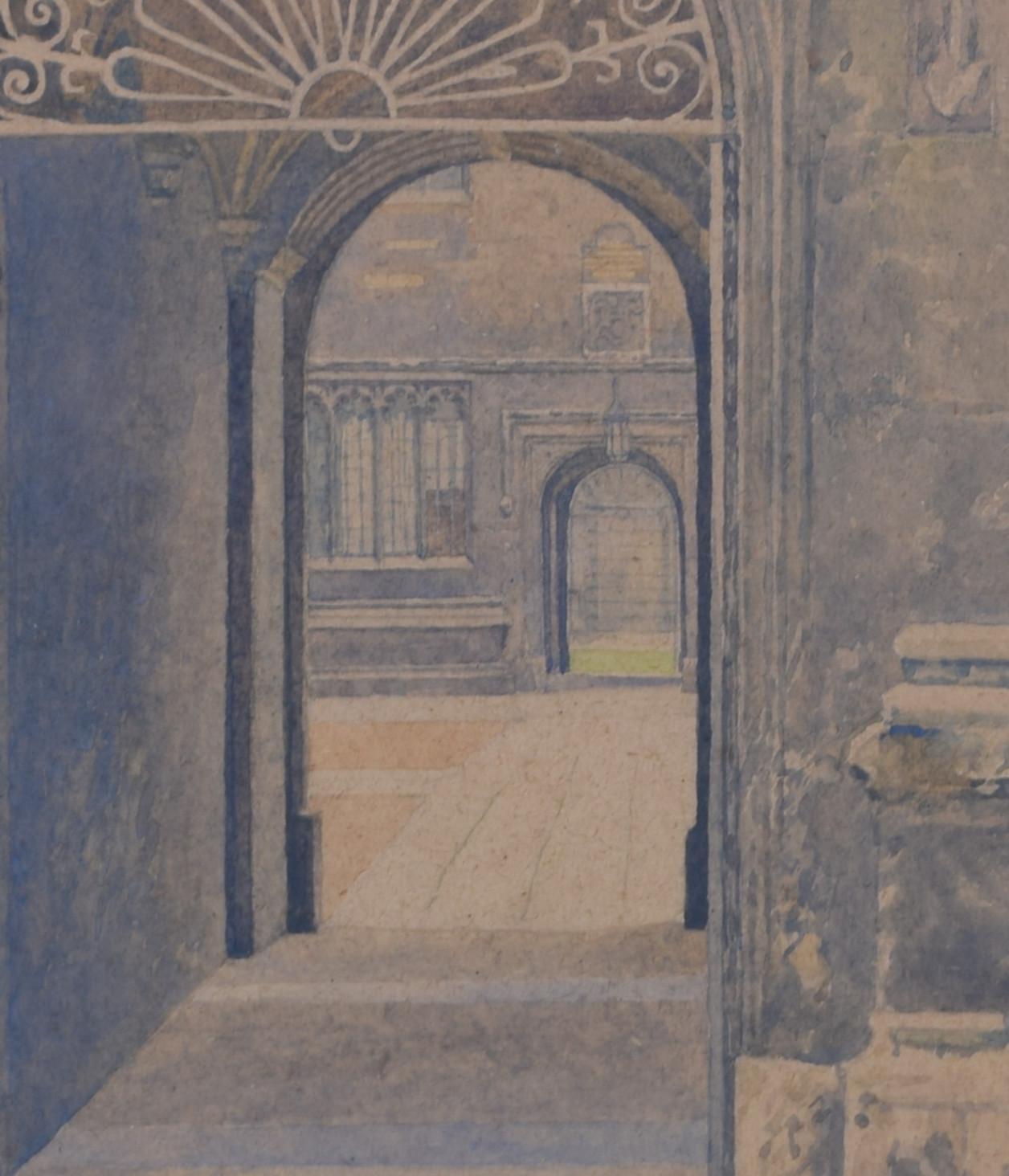 Old Schools Quad, Bodleian Library, Oxford watercolour by Bernard Cecil Gotch For Sale 2