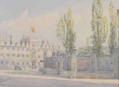 Oriel Square, Oxford watercolour by Bernard Cecil Gotch