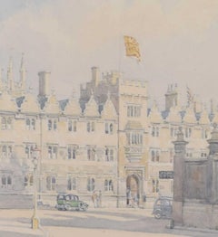 Oriel Square, Oxford-Aquarell von Bernard Cecil Gotch
