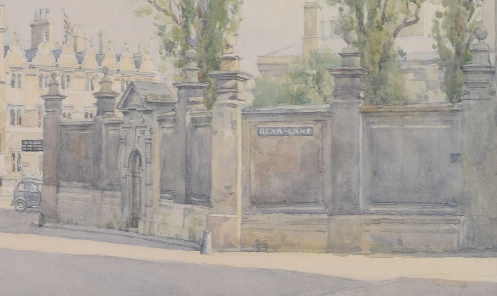 Oriel Square, Oxford watercolour by Bernard Cecil Gotch For Sale 2