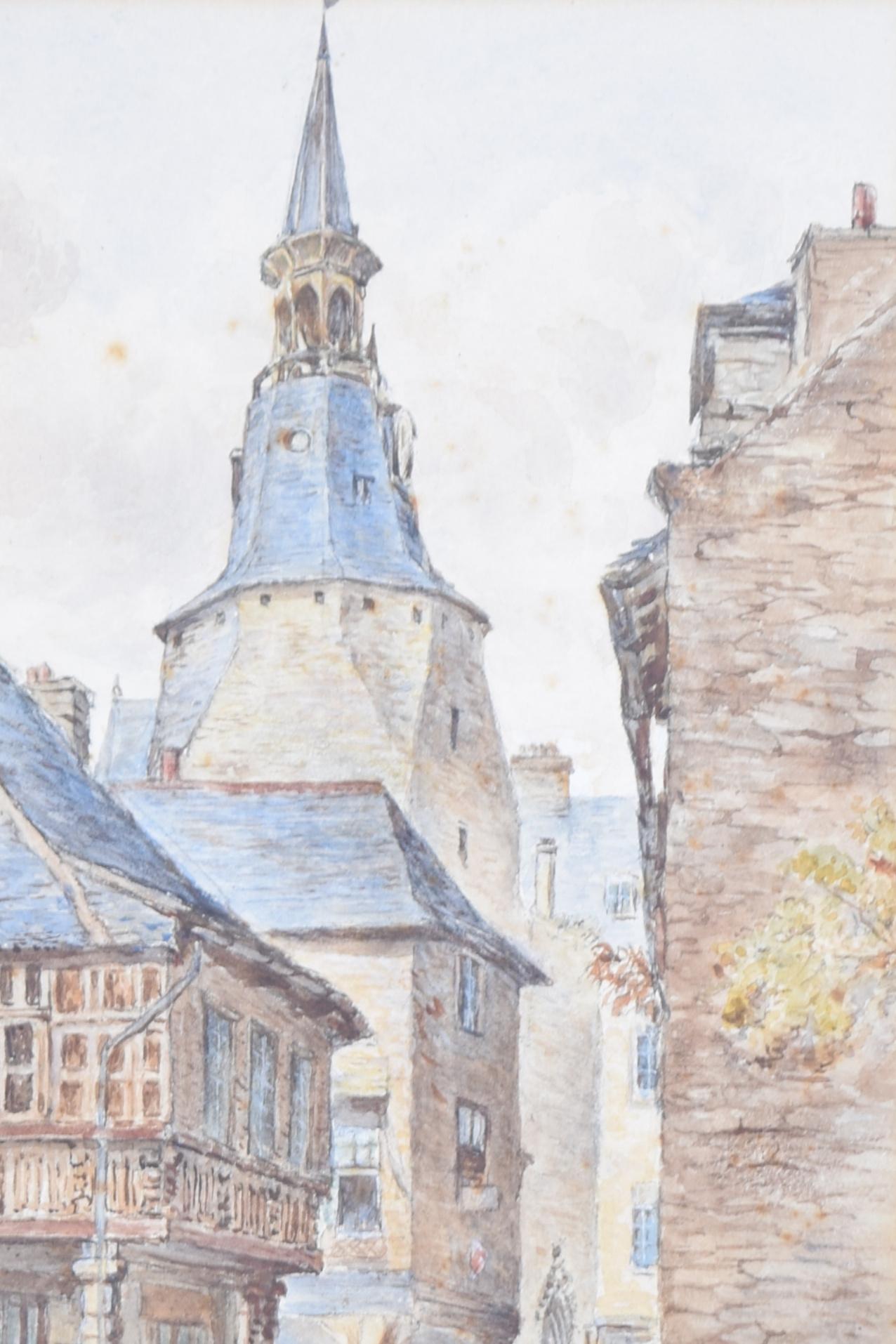 Dinan, Brittany clock tower watercolour attr Anthony Vandyke Copley Fielding For Sale 2