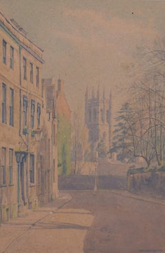 Merton Street, Oxford watercolour by Bernard Cecil Gotch