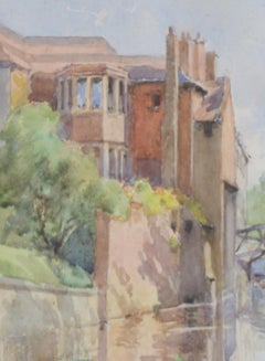 The Mathematical Bridge, Queens' College, Cambridge River Cam watercolour
