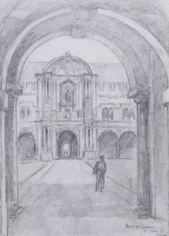 St John’s College, Oxford Canterbury Quad drawing by Bryan de Grineau