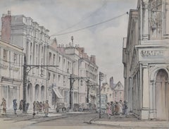 Queen Street, Exeter watercolour by Louis Osman FRIBA
