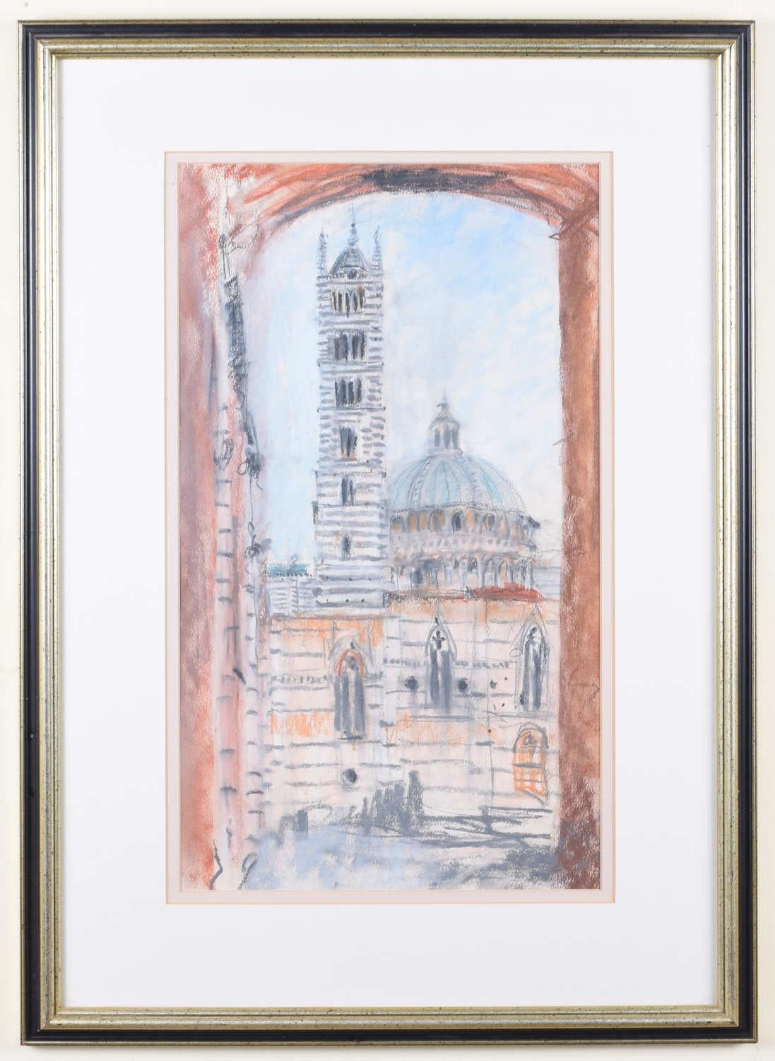Duomo di Siena, Archway View pastel Modern British Art drawing by Selina Thorp For Sale 4