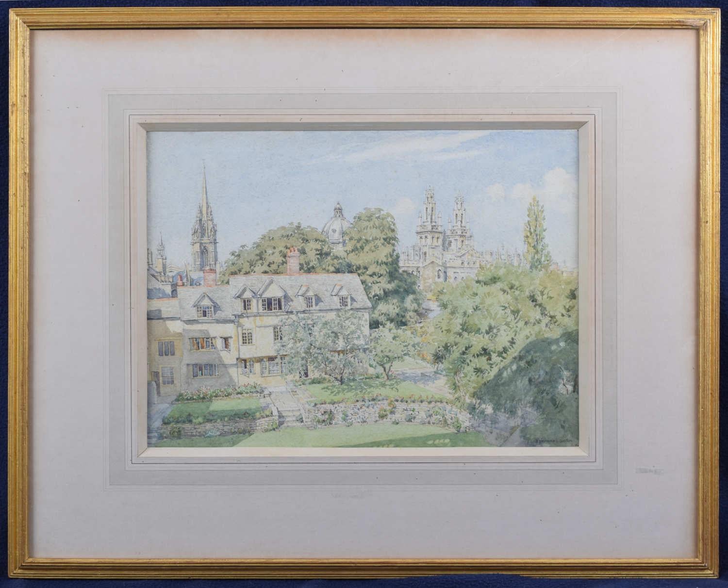 Queen's College, Oxford watercolour by Bernard Cecil Gotch For Sale 1