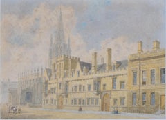 Oxford High Street with St Mary's Church Spire watercolour by George Pyne